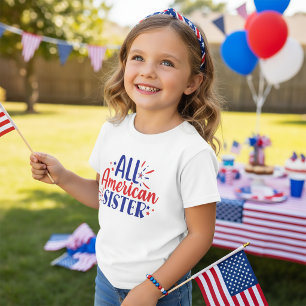 "All American Sister 4 de julho T-Shirt for Kids"