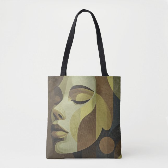 All-Over Abstract Face Shoulder Tote (Frente)