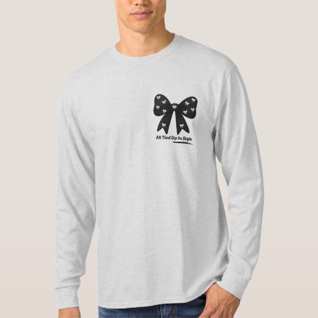 All Tied Up In Style – Chic Minimalist Bow T-Shirt (Frente)