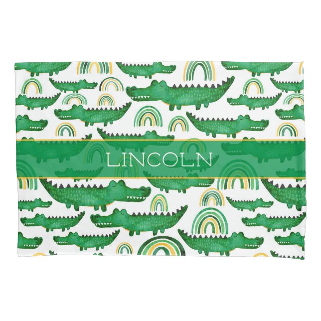 Alligador Crocodilo Aquarela Personalizar Arco-Íri (Frente)