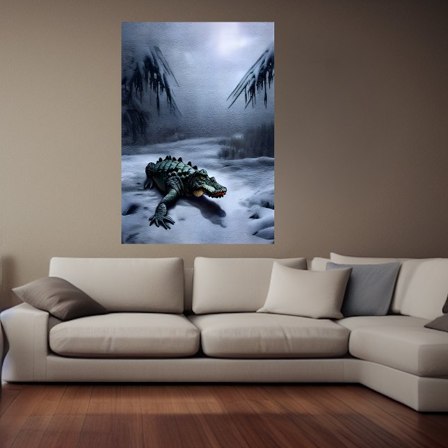 Alligador na neve | AI Art Poster (Criador carregado)