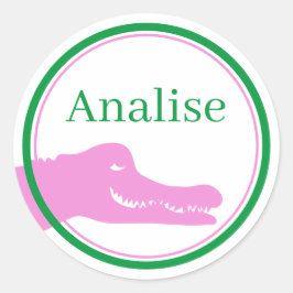 Alligador (rosa) Autocolante personalizado