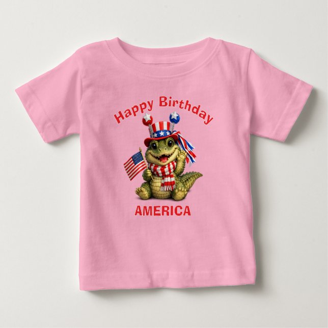 Alligator (3e) Patriotic Kid T-Shirt (Frente)