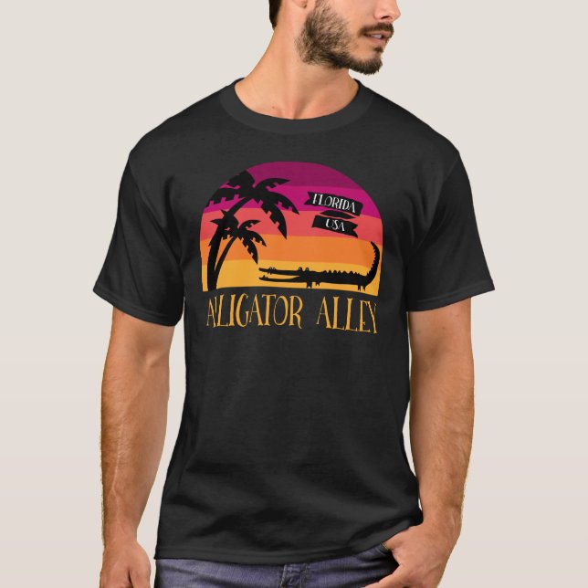 Alligator Beco Florida Everglades Retro T-Shirt (Frente)