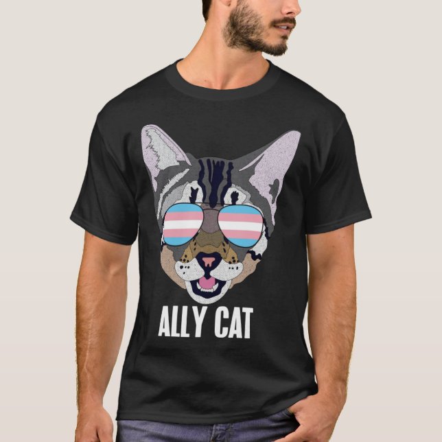 Ally Cat Funny Cat Trans Pride Pullover Hoodie (Frente)