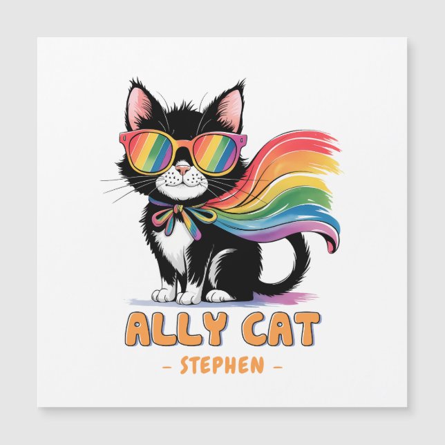 Ally Cat - Orgulho LGBTQ do Gato Arco-Íris (Frente)
