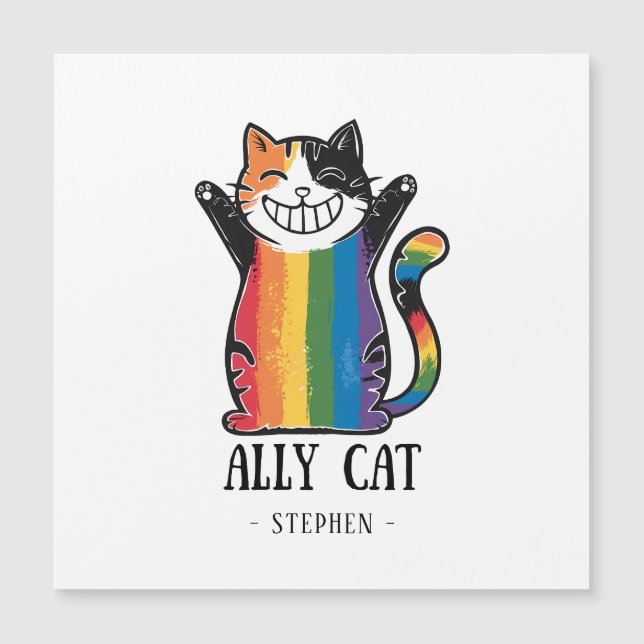 Ally Cat - Orgulho LGBTQ do Gato Arco-Íris (2) (Frente)