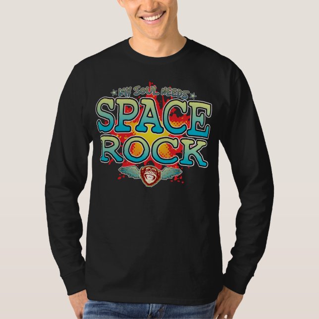 Alma de Rock Espacial, Camiseta Longa Com Altura (Frente)