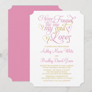 Alma Dourada rosa ama convite para casamentos card