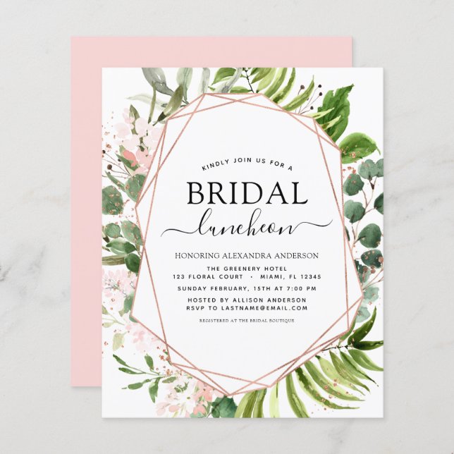 Almoço Chá de Noiva com Verde Orçamento Eucalipto (Frente/Verso)