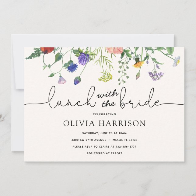 Almoço com o Convite para Chá de Flor Selvagem Bri (Frente)