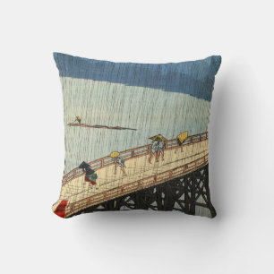 Almofada 突然の雨, chuva repentina do 広重, Hiroshige