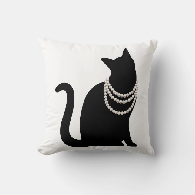 ALMOFADA 黒猫と宝石　クッション (Frente)