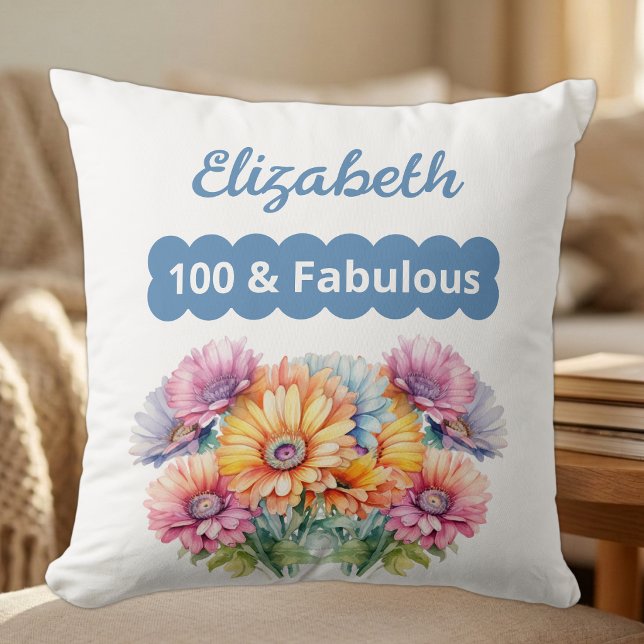 Almofada 100 & fabuloso nome gerbera flores rosa (Criador carregado)