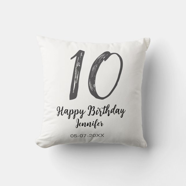 Almofada 10.º aniversário adicionar nome data ano modelo ne (Frente)