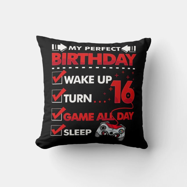 Almofada 16 Year Old Gamer Boy 16th Perfect Birthday Gaming (Frente)