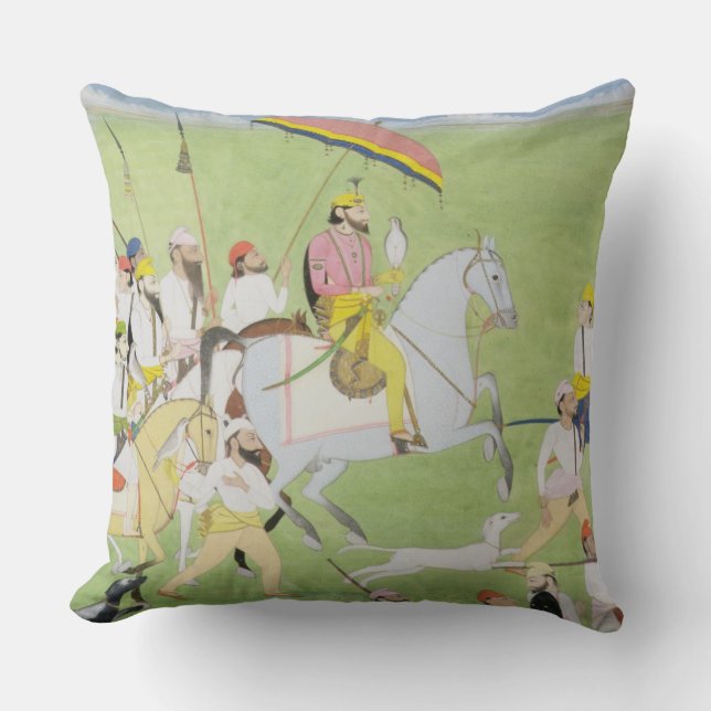 Almofada 1796-1840) caças de Rajah Dhian Singh (com compani (Frente)