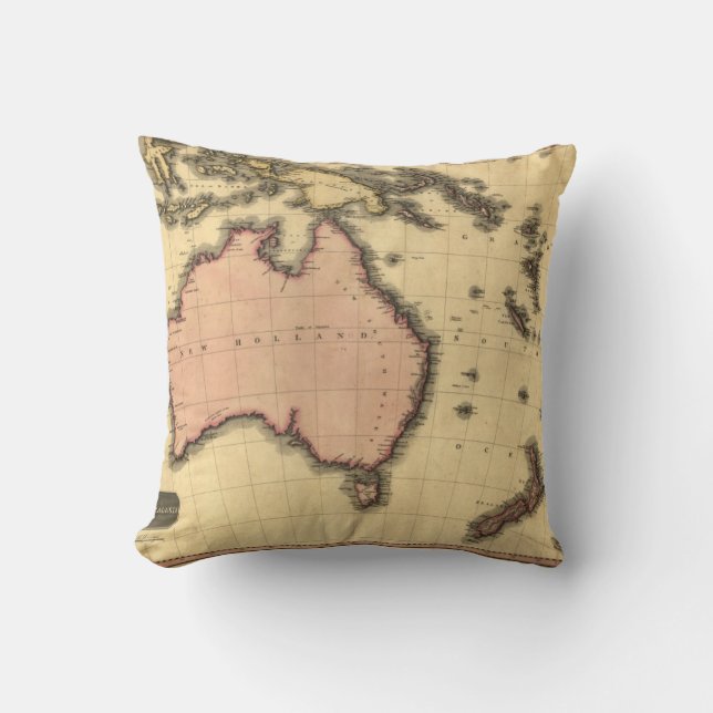 Almofada 1818 mapa de Australasia - Austrália, Nova (Frente)