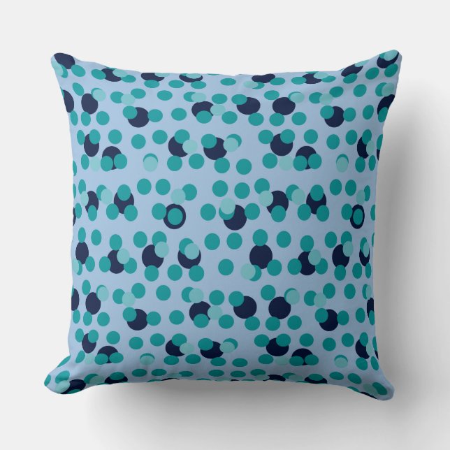 Almofada 1960s-70s Pop Geometric Mid-Century Teal Bubbles (Frente)