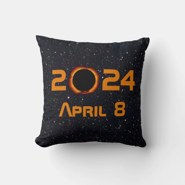 Almofada 2024 Data de Eclipse Solar Total Céu Estrelado (Frente)