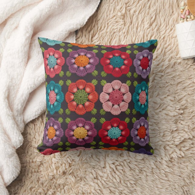 Almofada  20 Capeleta Floral de Daisy - Preta Decorativa  (Cobertor)