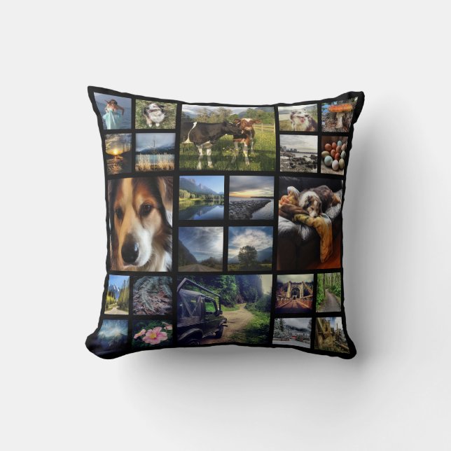 Almofada 24 pretos mega de luxe da colagem das fotos de (Frente)