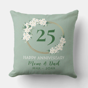 Almofada 25º Aniversário Verde Branco Floral Chinoiserie