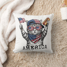 Almofada 250º Gato Listras Patrióticas da Liberdade da Amér