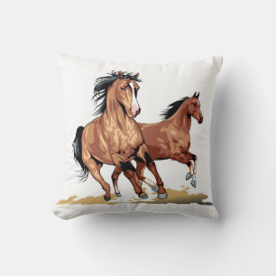 Almofada 2 Belo Travesseiro decorativo de desenho de cavalo
