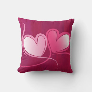 Almofada 2 Corações num Fundo Rosa Fuschia