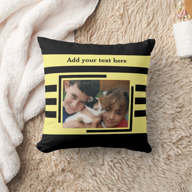 Almofada 2 foto adicionar texto preto amarelo (Cobertor)