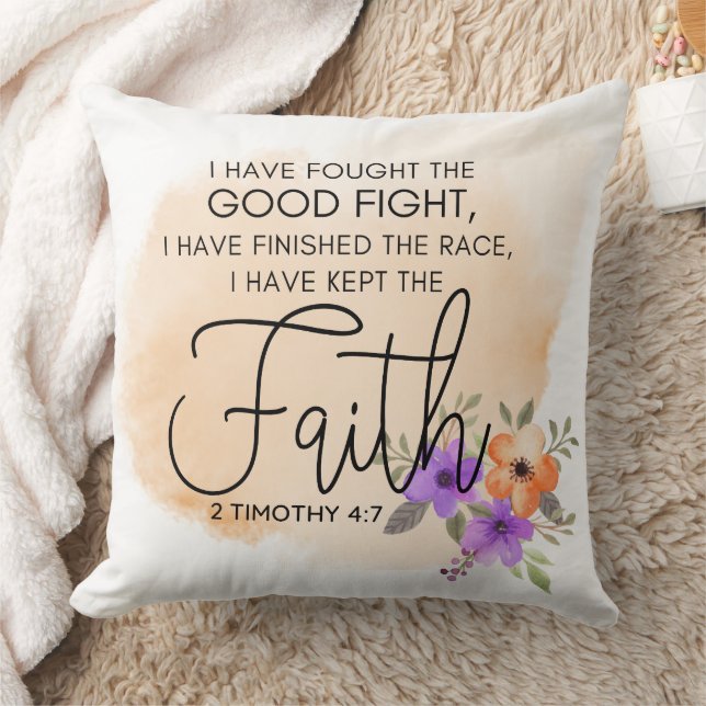 Almofada 2 Timothy 4:7 - Eu mantive a fé Peach (Cobertor)