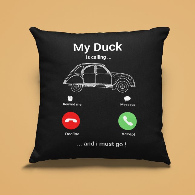 Almofada 2CV Deux Chevaux Funny Smartphone (2CV Pillow in Black with a Red Green and White Smartphone Illustration)