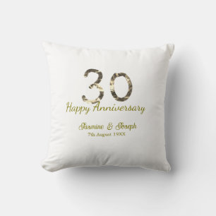 Almofada 30º Feliz aniversário metálico dourado adicionar n