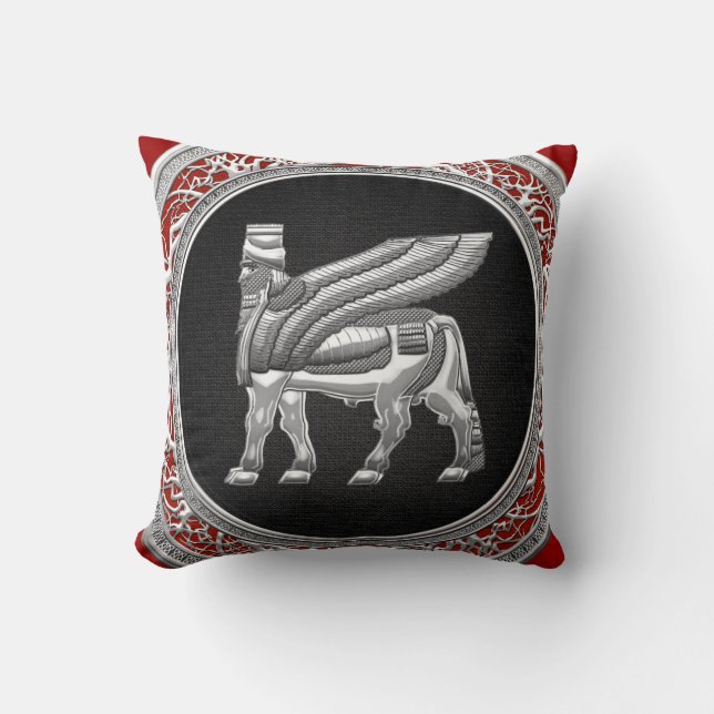 Almofada [300] Bull voada Babylonian [prata] [3D] (Frente)