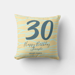 Almofada 30th birthday add name date year yellow blue paste