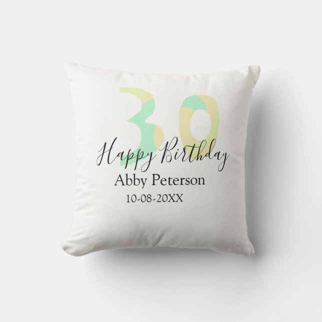 Almofada 30th birthday bold letter pastel yellow black retr (Frente)