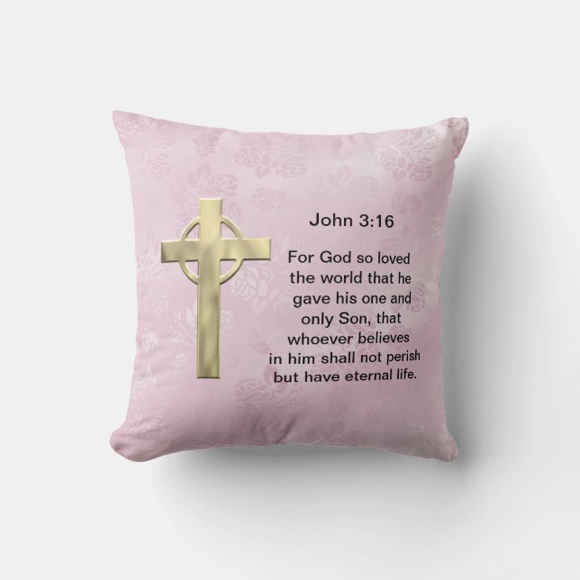 Almofada 3:16 de John (rosa) (Frente)