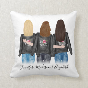 Almofada 3 Melhores Amigos Cabelo Personalizado BFF Besties