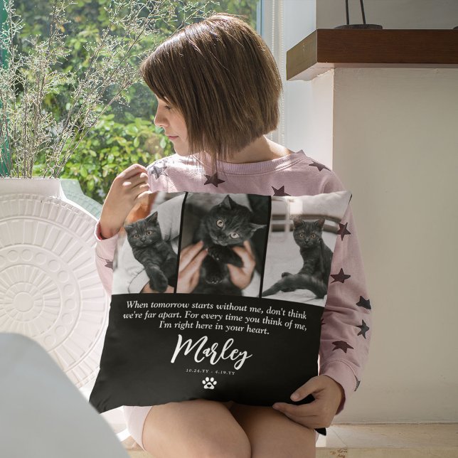 Almofada 3 Memorial de Perda de Gato de Colagem de Fotos (Criador carregado)