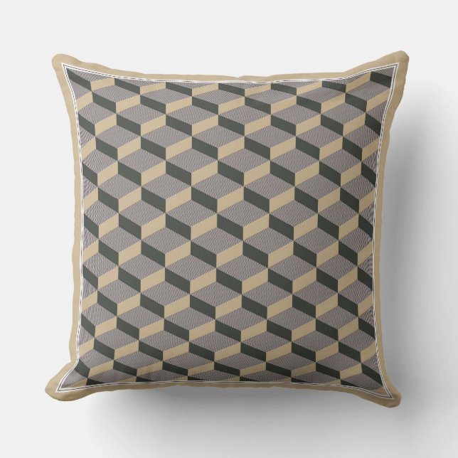 Almofada 3D tiles beige design Throw Pillow (Frente)