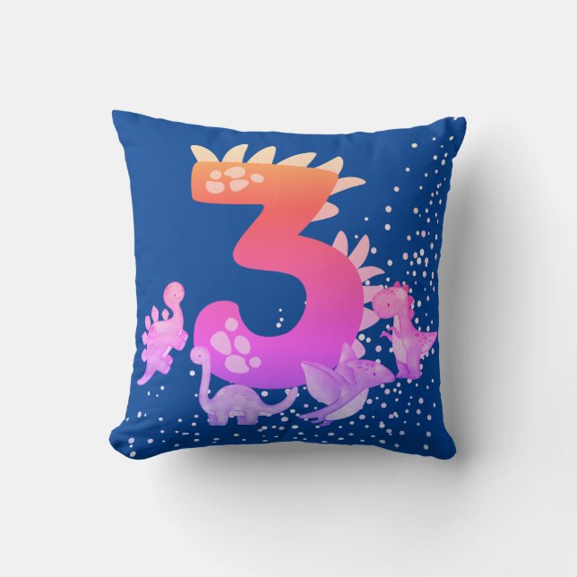 Almofada 3rd Birthday. Dinosaur Design. My third birthday.  (Frente)