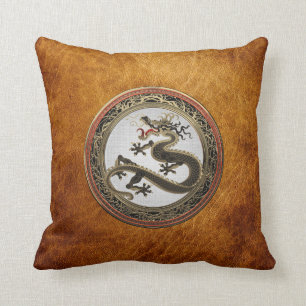 Almofada [400] Dragão Oriental Dourado e negro