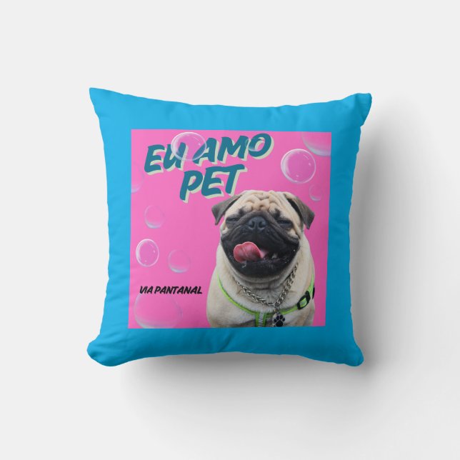 Almofada 40,6 cm x 40,6 cm Pet Azul (Frente)