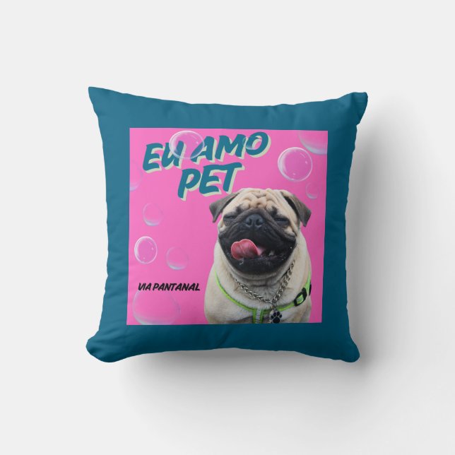 Almofada 40,6 cm x 40,6 cm Pet Azul Escuro (Frente)