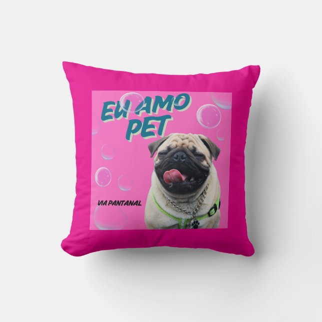 Almofada 40,6 cm x 40,6 cm Pet Pink (Frente)