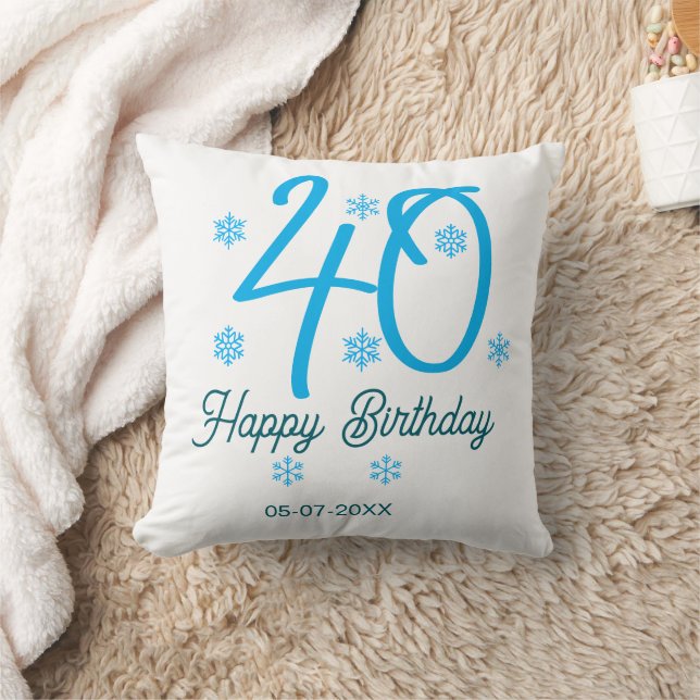 Almofada 40th birthday add name date year blue template (Cobertor)
