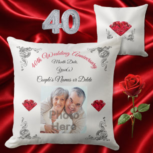 Almofada 40th presente personalizado do aniversário de