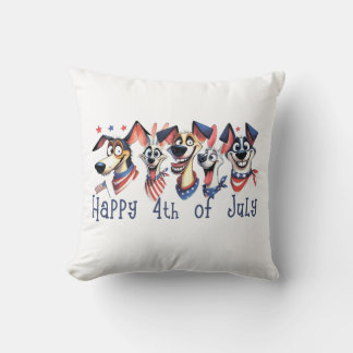 Almofada 4 de julho. Dia da Independência. Cães Engraçados