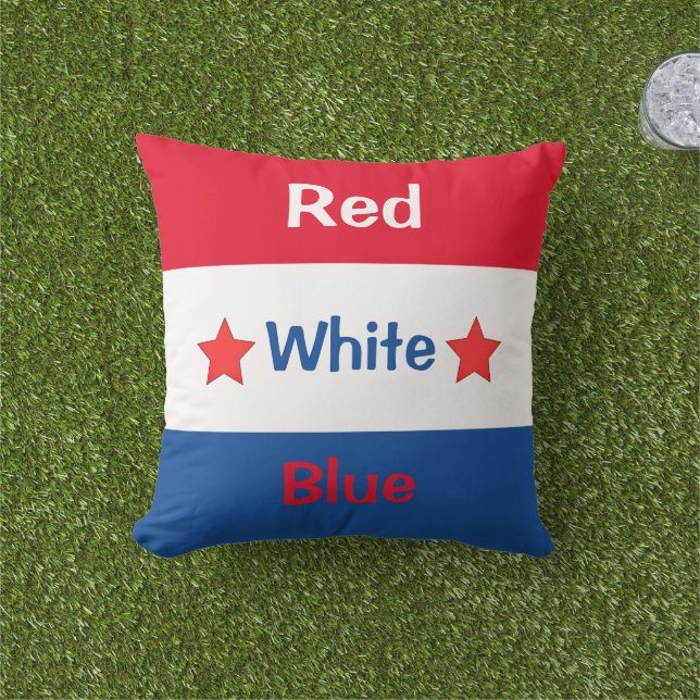 Almofada 4 de Julho Vermelho Branco Azul (Grama)